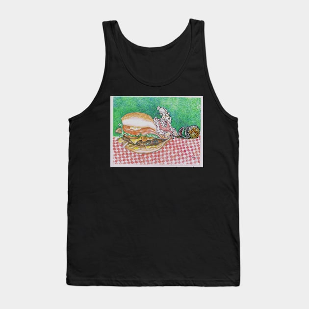 Grandma's Knitted Burger Tank Top by ArtMagician